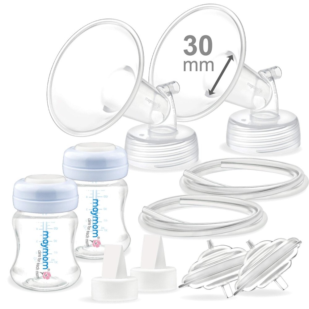 Maymom Pump Parts Compatible With Spectra S2 Spectra S1, Incl Flanges (30mm) Valves Tubes Bottles Backflow Protectors, Not Original Spectra Replacement Pump Parts Spectra Flange Spectra Duckbill Valve