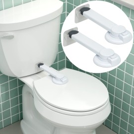 Toilet Locks Baby Proof (2-Pack) Ideal Baby Proof Toilet Lid Lock with Arm - No Tools Needed Easy Installation with 3M Adhesive - Top Safety Toilet Seat Lock - Fits Most Toilets, White