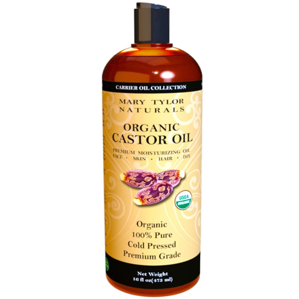 Organic Castor Oil 16 oz - USDA Certified by Mary Tylor Naturals - Cold Pressed, Hexane Free, 100% Pure and Natural
