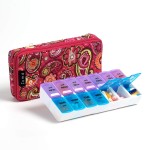 Weekly Pill Organizer 2 Times a Day, Zumd Pill Box 7 Day with Cute Quilted Fabric Zipper Case, Travel Pill Case Am Pm for Vitamin Medicine Organizer