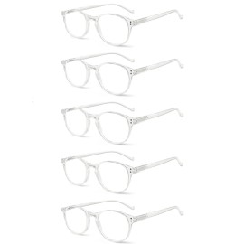 5 Pairs Reading Glasses - Standard Fit Spring Hinge Readers Glasses for Men and Women (5 Pack Transparent, 2.00)