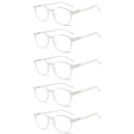 NORPERWIS 5 Pairs Reading Glasses - Standard Fit Spring Hinge Readers Glasses for Men and Women (5 Pack Transparent, 0.50)