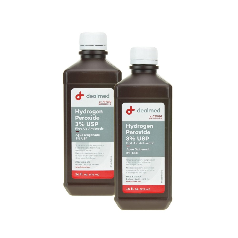 Dealmed Hydrogen Peroxide 3% USP | Made in USA | First Aid Antiseptic | 16 fl. oz. (2 Count)