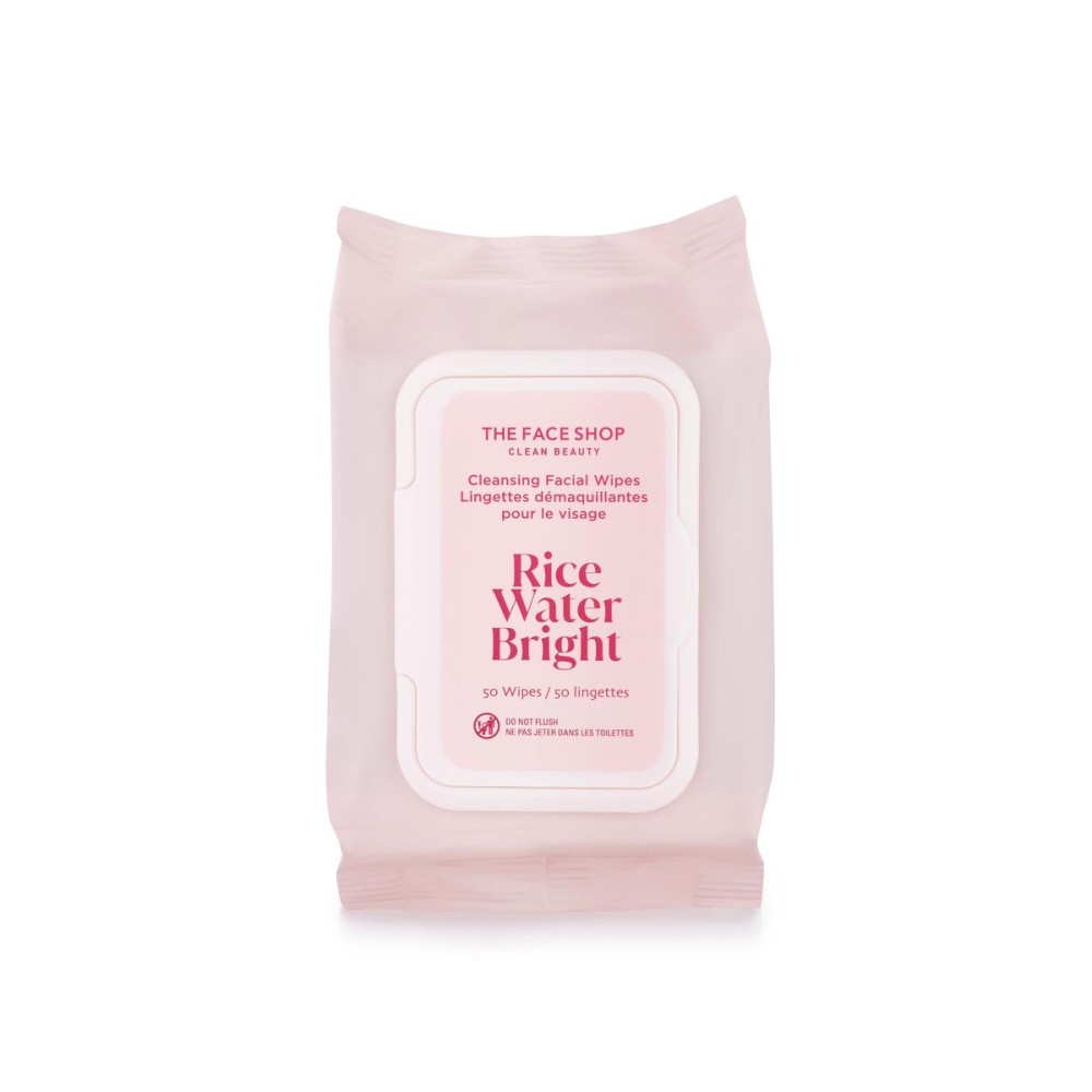 The Face Shop Rice Water Bright Makeup Remover Wipes for Face with Rice Extract, Brightening, Moisturizing, Infused with Cleansing Milk, Vegan Disposable Cleansing Facial Wipes, Korean Skin Care