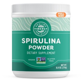 Vimergy Spirulina Powder - Concentrated Plant Protein Supports Immune Health & Cardiovascular Function - Vegan, Kosher, Gluten-Free - 250g