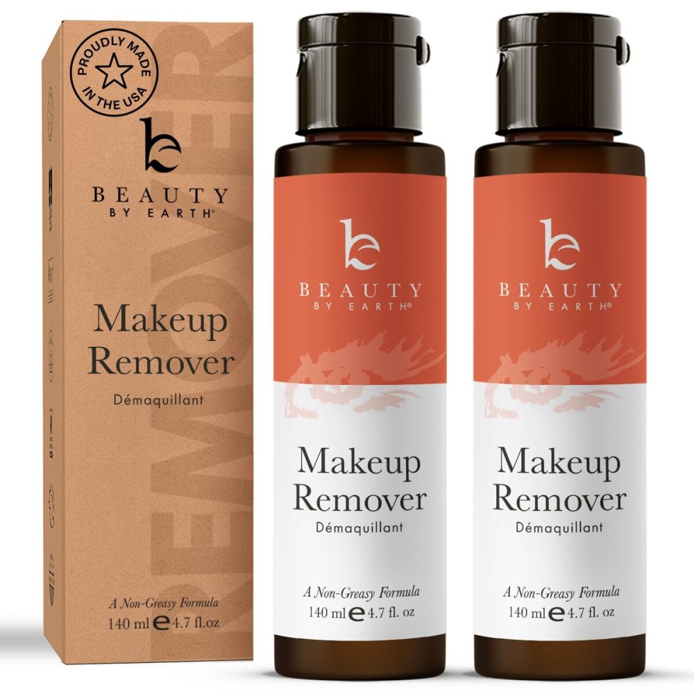 Makeup Remover - USA Made with Natural & Organic Ingredients Face and Eye Make Up Remover, Use with Wipes or Cotton Pads, Gentle Non-Greasy Makeup Remover for Dry, Oily and Sensitive Skin Types