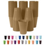 Exquisite Party Solids 12 Oz Gold Plastic Cups For Party Supplies 50 Pack | Gold Disposable Cups Plastic | Disposable Drinkware For Parties, Events & Everyday