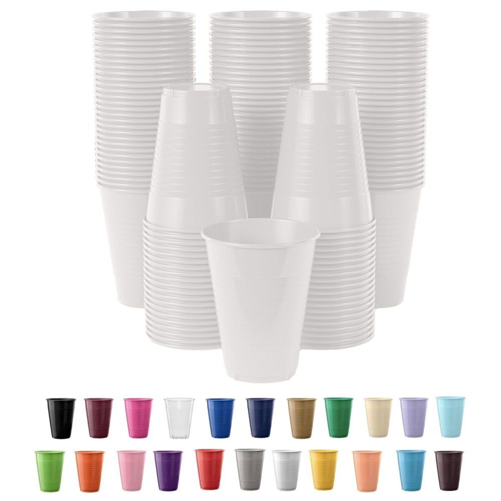 Exquisite Party Solids 12 Oz White Plastic Cups For Party Supplies 50 Pack | White Disposable Cups Plastic | Disposable Drinkware For Parties, Events & Everyday