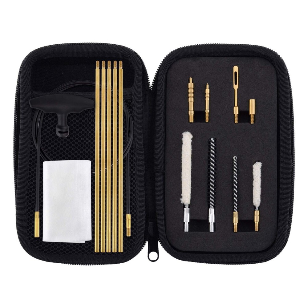 Raiseek .177 Cal & .22 Cal Airgun Cleaning Kit with Cotton Mop Brass Cleaning Rod Nylon Brushes in Zippered Organizer Compact Case