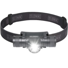 SLONIK Rechargeable Headlamp Flashlight - 500 Lumens Ultra Bright Headlight - IPX4 Waterproof Head Lamp Light for Outdoor Running, Hiking Gear, Hard Hat Helmet - Camping Accessories for Adults, Black