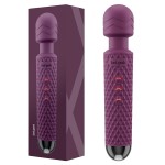 bed geek Handheld Cordless Personal Wand Massager - Waterproof, USB Rechargeable, 20 Vibration Patterns, 8 Speeds, Memory Feature, Skin-Soft Silicone for Ultimate Relaxation Tool (Purple)
