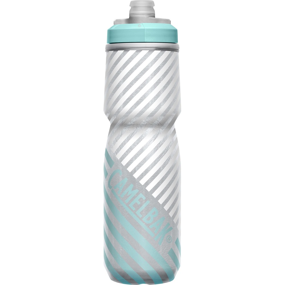 CamelBak Podium Chill Bike Insulated Squeeze Water Bottle Grey/Teal Stripe, 24oz