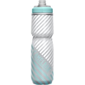 CamelBak Podium Chill Bike Insulated Squeeze Water Bottle Grey/Teal Stripe, 24oz