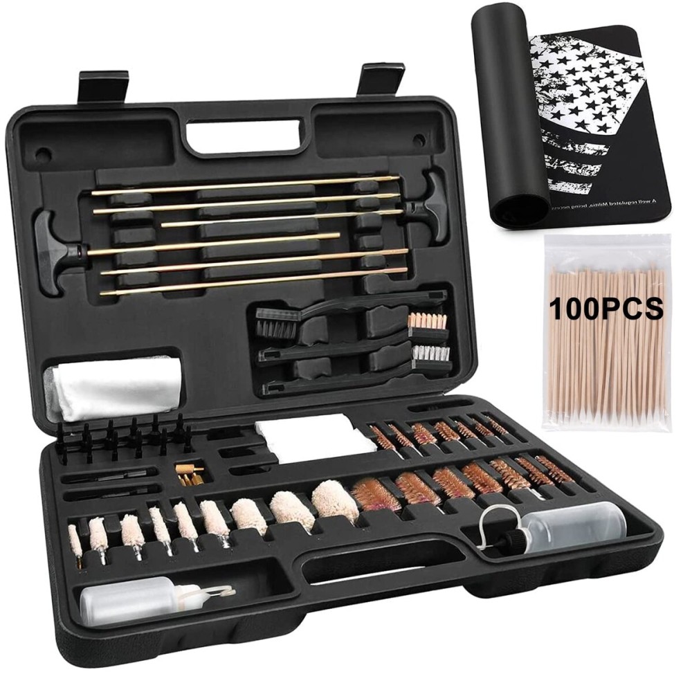 iunio Gun Cleaning Kit, Universal Gun Cleaning, All Caliber, with Mat and Carrying Case, for All Guns, Rifle, Shotgun, Handgun, Pistol, Hunting, Shooting Cleaning kit
