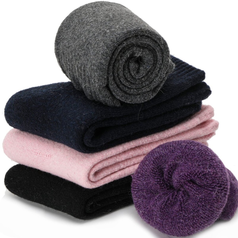 ANTSANG Womens Wool Hiking Socks Winter Warm Thick Boot Cozy Thermal Crew Ladies Work Socks 5 Pairs(Mix Color C)