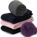 ANTSANG Womens Wool Hiking Socks Winter Warm Thick Boot Cozy Thermal Crew Ladies Work Socks 5 Pairs(Mix Color C)