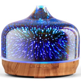 Porseme 500ml Essential Oil Diffuser 3D Glass Aromatherapy Ultrasonic Humidifier - Auto Shut-Off, BPA Free for Home Hotel Yoga Gift