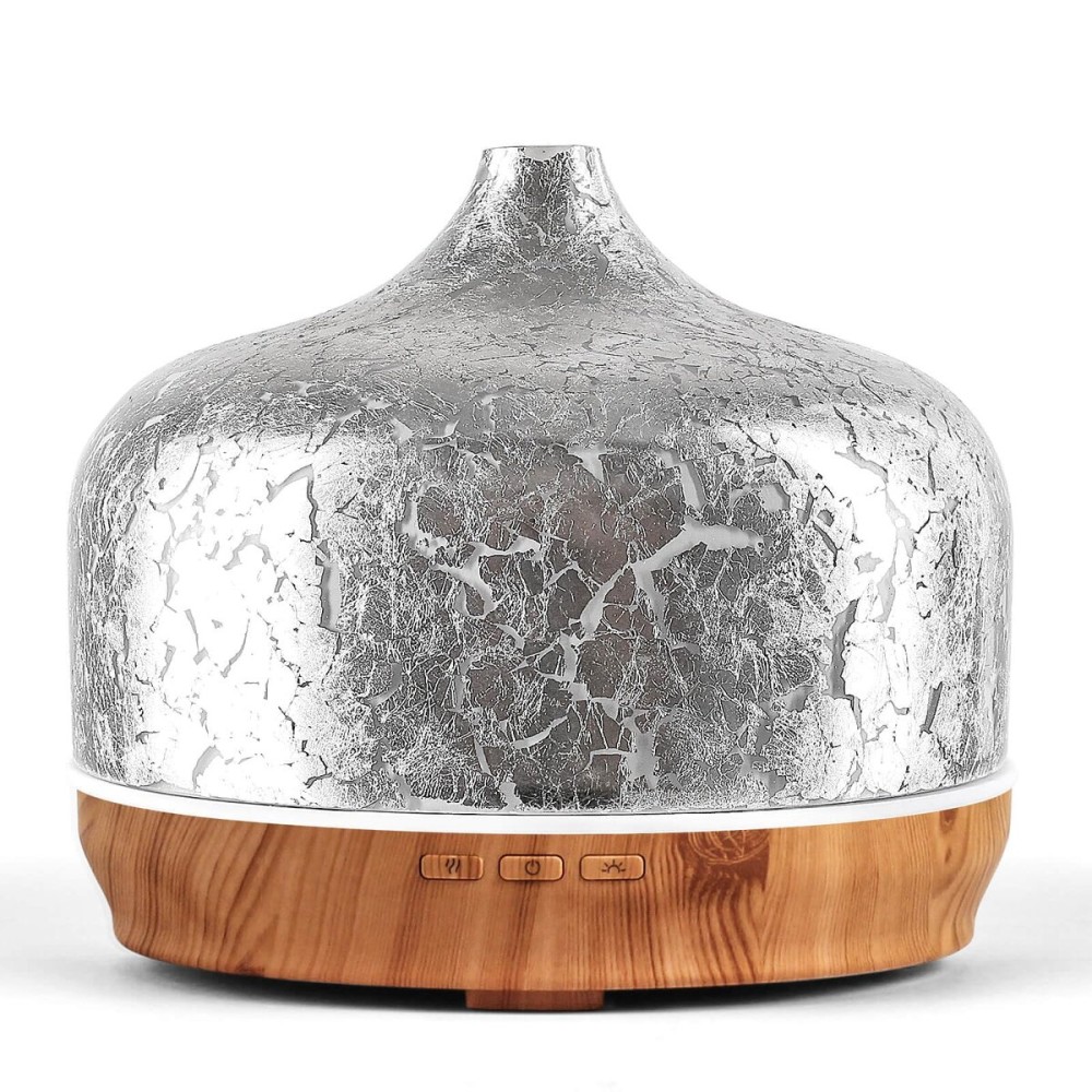 Porseme 500ml Essential Oil Diffuser Silver Plated Glass Aromatherapy Ultrasonic Humidifier - Auto Shut-Off, BPA Free for Home Hotel Yoga SPA Gift