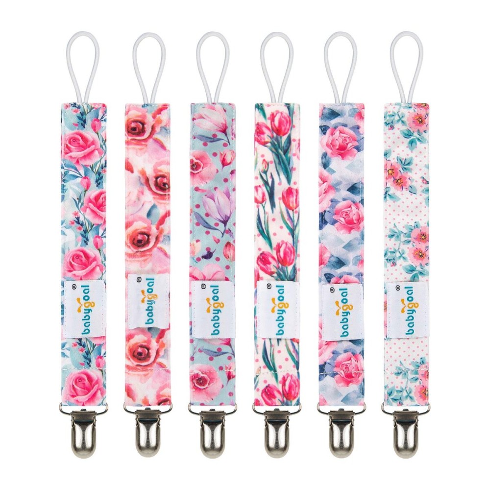 babygoal Baby Pacifier Clips, 6 Pack Pacifier Holder for Boys and Girls Fits Most Pacifiers and Binkies, 6MP16-B