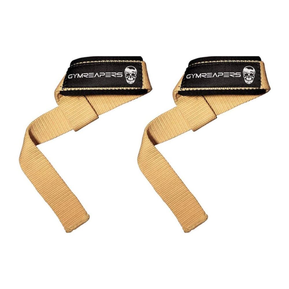 Gymreapers Lifting Wrist Straps for Weightlifting, Bodybuilding, Powerlifting, Strength Training, & Deadlifts - Padded Neoprene with 18 Cotton (Desert Tan)