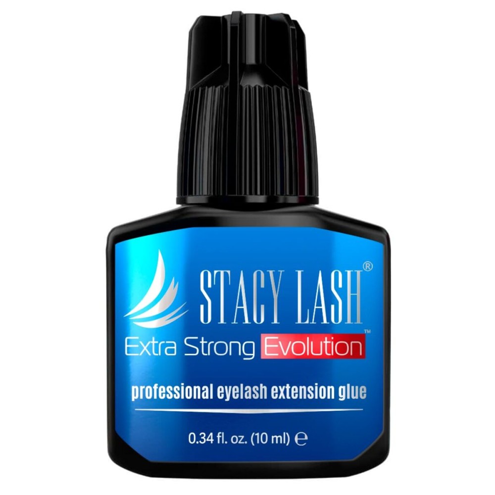 STACY LASH Extra Strong Evolution Eyelash Extension Glue (0.34 fl.oz/10 ml)/1-2 Sec Dry/Retention - 8 Weeks/Professional Supplies/Black Adhesive