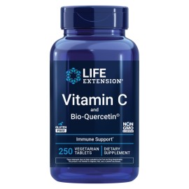 Life Extension Vitamin C and Bio-Quercetin, Cardiovascular Health Supplement, Immune Support, Highly absorbable, quercetin, Vitamin C, Gluten Free, Non-GMO, Vegetarian, 250 Tablets