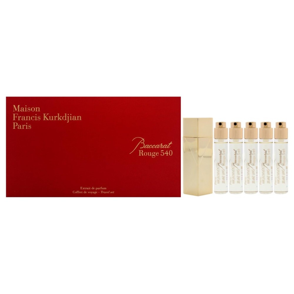 Baccarat Rouge 540 Travel Set by Maison Francis Kurkdjian for Unisex - 6 Pc Gift Set 5 x 0.37 Extrait De Parfum Spray (Refill), Case Gold