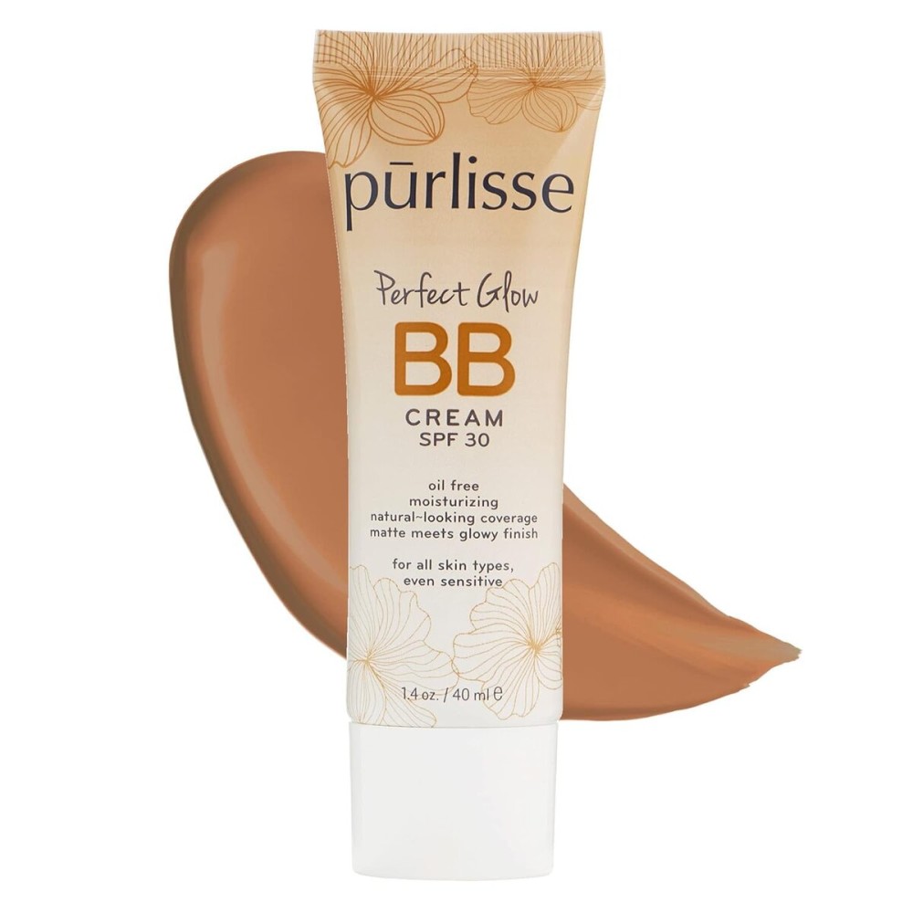 prlisse Perfect Glow BB Cream with SPF 30 - Matte Meets Dewy Finish - Enriched with Goji & Hawthorn Berry to Help Improve Skin Texture & Radiance - Tan Deep (1.4 oz)