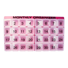31 Day Pill Organizer | 1 per Day, 4 Week, 31 Compartments + Storage Monthly Pill Organizer | Includes Tray and 8 Removable compartments