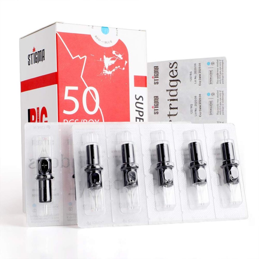 STIGMA 10 (11RL) Bugpin Disposable Tattoo Needle Cartridges with Membrane Safety Cartridges for Tattoo Artists Round Liner 50Pcs Super Value Pack EN05-50-1011RL