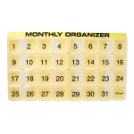 31 compartments, 1 per Day, 4 Week Monthly Pill Organizer by Promed. Includes Tray and 8 Removable compartments. (Yellow)