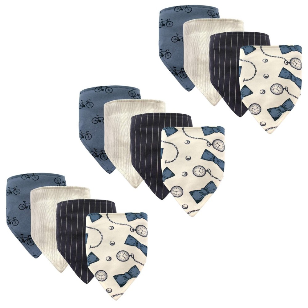 Hudson Baby Unisex Baby Cotton Bandana Bibs, Pocket Watch 12-Pack, One Size
