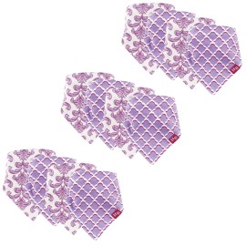 Hudson Baby Unisex Baby Cotton Bandana Bibs, Purple Brocade 12-Pack, One Size