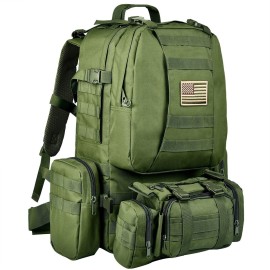 CVLIFE Tactical Backpack Military Army Rucksack 60L Large Assault Pack Detachable Molle Bag