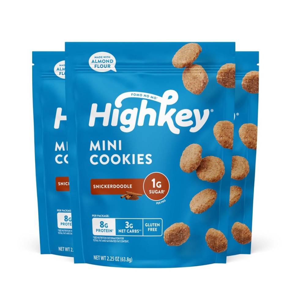 HighKey Low Carb Snickerdoodle Cookie - Keto Snacks Diabetic Desserts Diet Friendly Food Gluten Free Zero Carbs Treat Cinnamon Sweets Healthy Snack Foods Almond Flour Sugar Free Cookies 3Pack