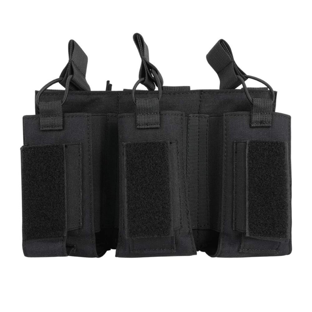 EXCELLENT ELITE SPANKER Open-Top Single/Double/Triple Molle Mag Pouch for M4 M14 M16 AK AR Elastic Rifle Magazines for Pistol Mag Pouch(Black)
