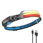 Smiling Shark LED Headlamp, 230Wide Angle 3*Multi-Color Light Strips The Brightest Head Lamp Rechargeable with Motion Sensor Waterproof Headlight for Camping Hiking Outdoor, Head-Lamp-LED-Hat-Light