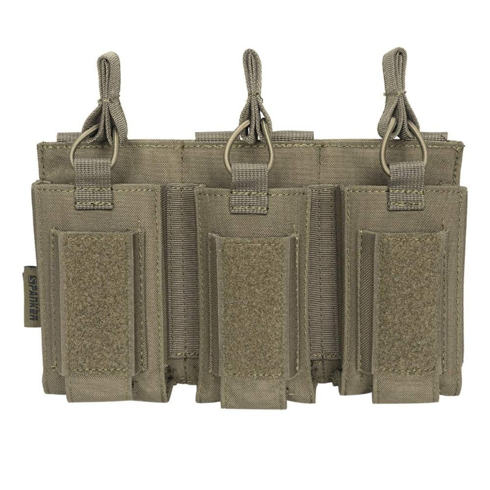 EXCELLENT ELITE SPANKER Open-Top Single/Double/Triple Molle Mag Pouch for M4 M14 M16 AK AR Elastic Rifle Magazines for Pistol Mag Pouch(Ranger Green)