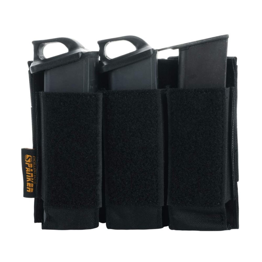 EXCELLENT ELITE SPANKER Tactical Open Top Double/Triple Pistol Mag Pouch for Glock M1911 92F Magazines 40mm Grenade(Black)