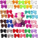 CLLOT 40Pcs Boutique Hair Bows Elastic Ties Kids Children Rubber Bands Ponytail Holders Hair Bands For Baby Girls Teens Toddlers in Pairs
