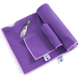 IUGA Yoga Towel for Hot Yoga Non Slip Extra Thick Yoga Mat Towel + Hand Towel 2in1 Set with Corner Pockets Super Absorbent and Quick Dry Hot Yoga Towel