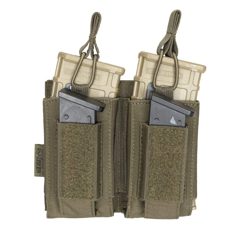 EXCELLENT ELITE SPANKER Open-Top Single/Double/Triple Molle Mag Pouch for M4 M14 M16 AK AR Elastic Rifle Magazines for Pistol Mag Pouch(Ranger Green)