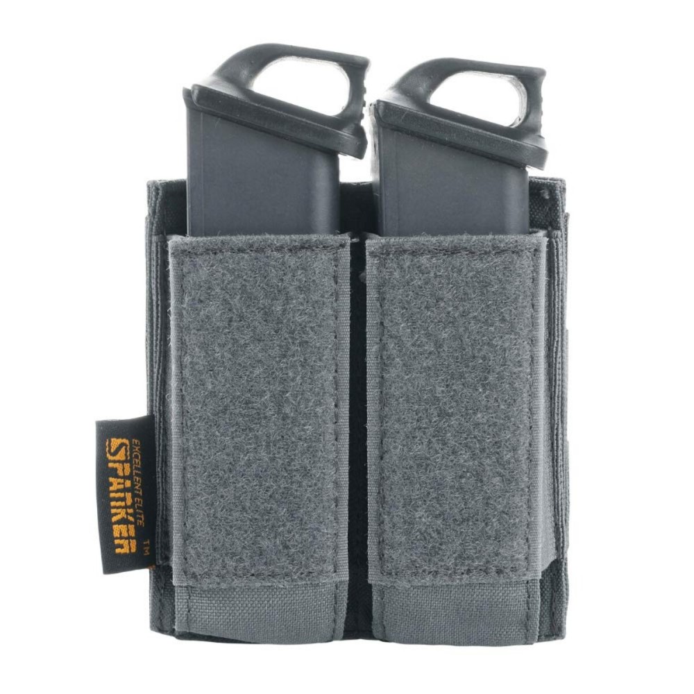 EXCELLENT ELITE SPANKER Tactical Open Top Double/Triple Pistol Mag Pouch for Glock M1911 92F Magazines 40mm Grenade(Grey)
