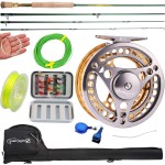 Sougayilang Fly Fishing Rod Reel Combo with Lightweight Portable Rod and Reel, Complete Starter Package (Golden-7/8)