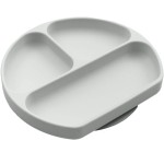 Silikong Suction Plate for Toddlers | BPA Free, 100% Food-Grade Silicone | Microwave, Dishwasher and Oven Safe | Stay Put Divided Baby Feeding Plates (1, Grey)