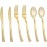 Nervure 300PCS Gold Hammered Plastic Silverware - Heavy Duty Plastic Cutlery - Gold Disposable Utensils Includes 100 Forks, 100 Knives, 100 Spoons Perfect for Wedding & Party