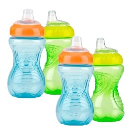 Nuby 4 Piece No Spill Easy Grip Trainer Cup 10 oz (light Blue/light Green)