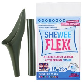 SHEWEE Flexi - The Original Female Urinal - Made in The UK - Reusable, Flexible & Portable Urination Device. Festival, Camping, Car, Hiking Essentials for Women. Stand to Pee Funnel - NATO Green