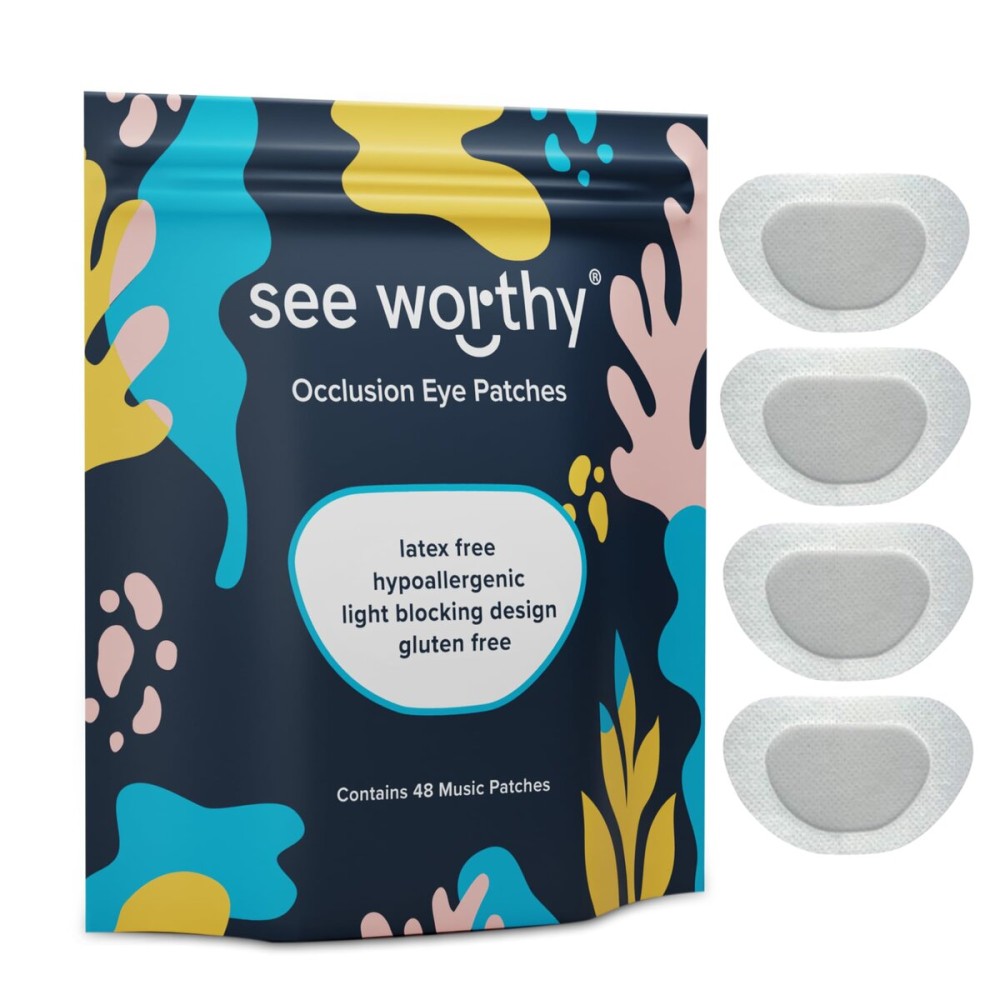 Adhesive Eyepatch for Kids & Adults - As Seen on Shark Tank - Kids Breathable, Comfortable White Eyepatch for Lazy Eye - Amblyopia & Sensitive Skin Medical Eye Patches - 48 Patches by See Worthy