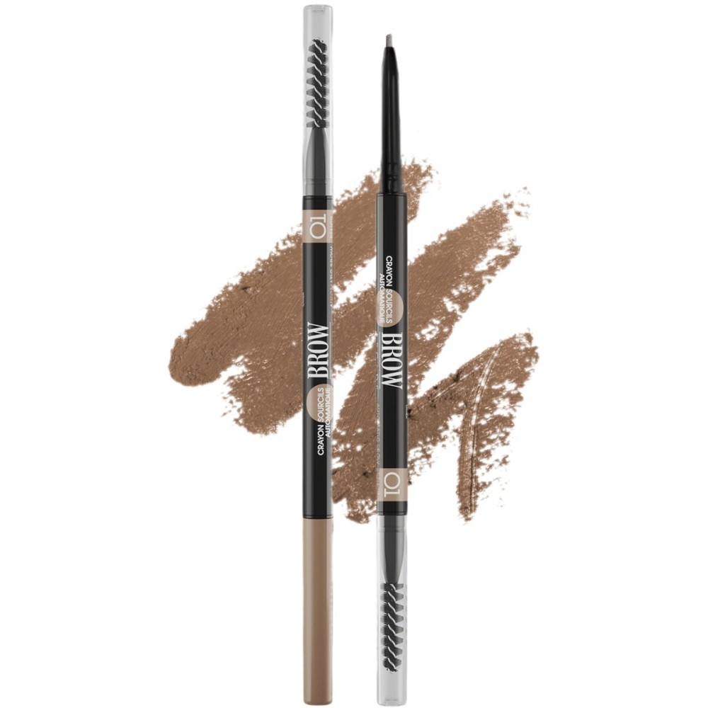Vivienne Sab Brow Arcade Eyebrow Pencil - Ultra-Fine Tip for Hair-Like Strokes, Smudge-Proof Natural Finish, Built-In Spoolie Brush, Shade 01 Light Blonde, 0.035 oz
